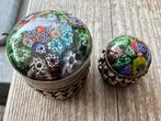 Vintage 2 Murano Millefiori Pillendoosje-Sierradendoos 70’s, Antiek en Kunst, Ophalen of Verzenden