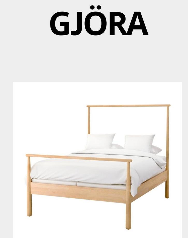 Ikea Gjöra bedframe 140x200, Huis en Inrichting, Slaapkamer | Bedden, Gebruikt, Tweepersoons, 140 cm, 200 cm, Hout, Bruin, Ophalen
