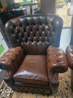 2 Klassieke Chesterfield Stoelen, Huis en Inrichting, Fauteuils, Ophalen, Gebruikt, Chesterfield, 75 tot 100 cm