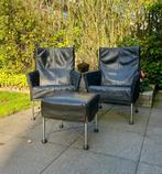 Montis: 2 Charlie Fauteuils + poef, Huis en Inrichting, Fauteuils, Ophalen, Gebruikt, 50 tot 75 cm, Leer