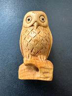 Houten Netsuke van een uil -Japan, Ophalen of Verzenden, Zo goed als nieuw, Vogel, Beeldje of Figuurtje