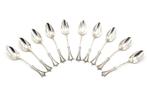 10 antieke hollands zilveren koffielepeltjes met parelrandje, Ophalen of Verzenden, Zilver