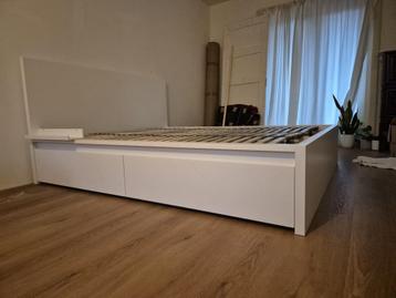 Bedframe Ikea Malm 160x200 4 lades lattenbodem bamboo matras - afbeelding 1