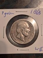 1 Gulden Willem lll, 1863., Ophalen of Verzenden, Koning Willem III, 1 gulden