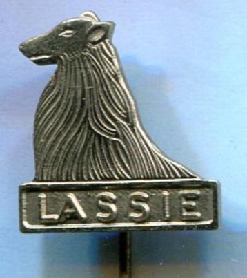Lassie blank zilverkleurig TV/stripfiguur speldje ( J_119 )