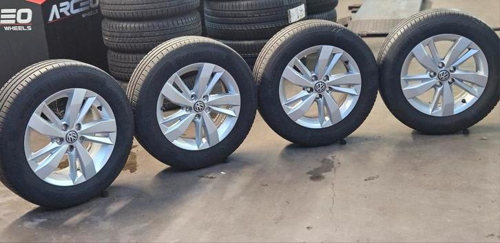 NETTE 15" Orig VW Polo velgen+GOEDE Amerk Banden 5x112, Auto-onderdelen, Banden en Velgen, Velg(en), Zomerbanden, 15 inch, 185 mm