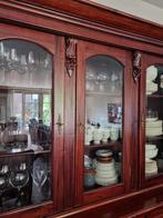 Vitrine kast mahonie hout. 2 delen. Met de hand vervaardigd., Huis en Inrichting, Kasten | Vitrinekasten, Ophalen, Gebruikt, 200 cm of meer