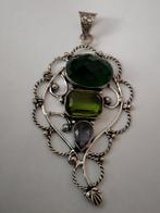 925 kettinghanger met peridot en groen kwarts en amethist, Verzenden, Nieuw, Met edelsteen, Groen