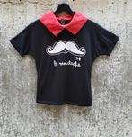 Le moustache zwart t-shirt met rode kraag maat S, Kleding | Dames, Zwart, Ophalen of Verzenden, Zo goed als nieuw, Korte mouw