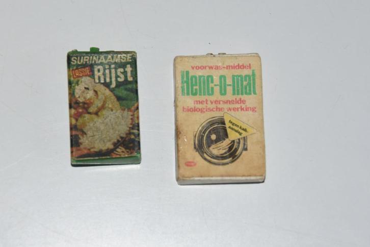 Oude Speelgoed verpakkingen Lassie rijst & Henc-o-mat, Antiek en Kunst, Antiek | Speelgoed, Ophalen of Verzenden