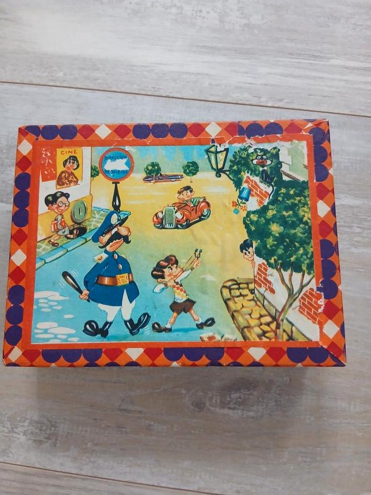 Vintage Kartonnen Blokken Puzzel met Voorbeeldplaten, Antiek en Kunst, Antiek | Speelgoed, Ophalen of Verzenden