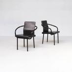 80’s Ettore Sottsass ‘mandarin’ stoelen voor Knoll set/2, Twee, Gebruikt, Metaal, Zwart