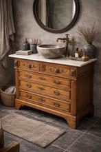 Antieke wastafel badkamermeubel marmer blad tv meubel dresso, Ophalen of Verzenden, 25 tot 50 cm, 100 tot 150 cm, Minder dan 100 cm