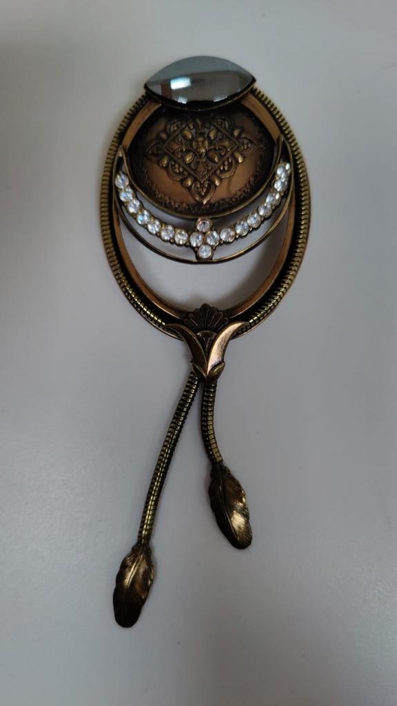 Broche/hanger Art Deco carneool cabochon steen WD-022, Sieraden, Tassen en Uiterlijk, Antieke sieraden, Broche, Overige materialen