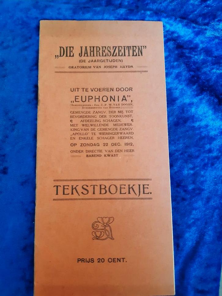 "Die Jahreszeiten" de Jaargetijden. Oratorium  Joseph Hayden, Boeken, Catalogussen en Folders, Gelezen, Ophalen of Verzenden