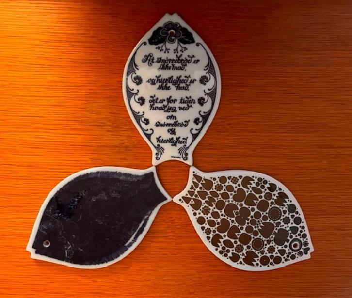 Drie Vintage keramische snijplanken, Antiek en Kunst, Antiek | Keramiek en Aardewerk, Ophalen of Verzenden