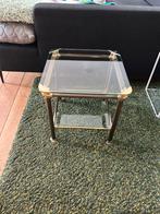 Vintage hollywood regency style bijzet tafel glas mesing, Minder dan 55 cm, Ophalen, 45 tot 60 cm, Glas