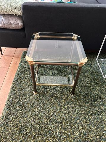 Vintage hollywood regency style bijzet tafel glas mesing beschikbaar voor biedingen