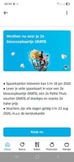 AH zegelkaarten 2de pathe bioscoopkaartje gratis, Tickets en Kaartjes, Eén persoon