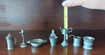 Tinnen Miniaturen Set - 7 Stuks beschikbaar voor biedingen