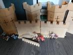 Houten speelgoed kasteelmuur met ridders en paarden, Kinderen en Baby's, Speelgoed | Houten speelgoed, Ophalen, Gebruikt, Overige typen