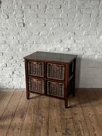 Rotan lade kastje bijzet kast hout riet vintage, Ophalen, A, 50 tot 100 cm, Minder dan 100 cm