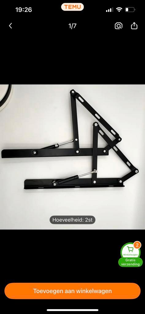 4 stuks Dubbel Frame Lift Hydraulische Stang, Huis en Inrichting, Slaapkamer | Bedden, Nieuw, Eenpersoons, Metaal, Zwart, Verstelbaar