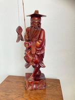 houten beeld chinese visser, Antiek en Kunst, Ophalen of Verzenden
