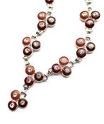 Ketting / Collier zilverkleurig rood bordeauxrood, Sieraden, Tassen en Uiterlijk, Kettingen, Ophalen of Verzenden, Nieuw, Rood