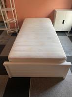 Eenpersoonsbed wit hout, Huis en Inrichting, Ophalen, Gebruikt, 90 cm, Eenpersoons