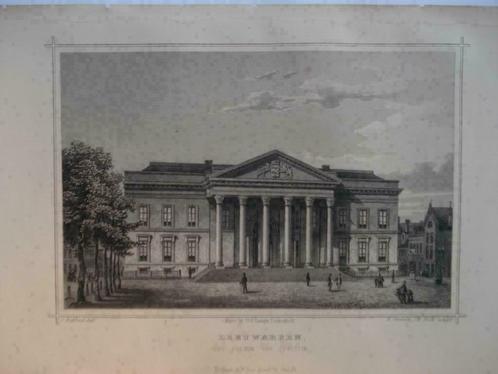 131 / Leeuwarden Paleis van Justitie  Staalgravure  1860, Antiek en Kunst, Kunst | Etsen en Gravures, Ophalen of Verzenden