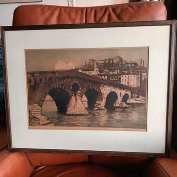 Eugene Lucker (1876-1943), ets, aangezicht in Italië  beschikbaar voor biedingen