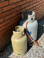 2 gasfles 1 vol andere leeg met koppelstuk, Tuin en Terras, Gasbarbecues, Ophalen of Verzenden, Zo goed als nieuw