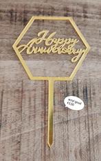 Happy Anniversary taarttopper diverse, Hobby en Vrije tijd, Taarten en Cupcakes maken, Ophalen of Verzenden, Nieuw, Taarten, Versiering