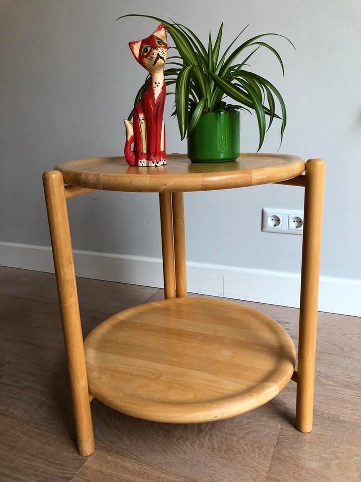Bijzettafel, Denemarken, jaren 70, hout, Huis en Inrichting, Tafels | Bijzettafels, Gebruikt, Rechthoekig, 60 cm of meer, Minder dan 55 cm