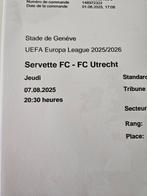 2x ticket Servette fc - fc Utrecht, Tickets en Kaartjes, Losse kaart, Twee personen, Augustus