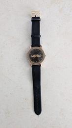 Horloge zwart rosé Snor, Overige merken, Leer, Staal, Ophalen of Verzenden
