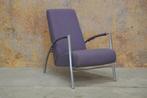 ZGANieuw paarse stoffen Harvink de Club design fauteuil!, Design, Metaal, 75 tot 100 cm, Zo goed als nieuw
