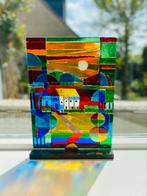 Glasfusie, glaskunst, yellow village, Antiek en Kunst, Ophalen