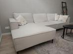 Beige hoekbank links, Huis en Inrichting, Banken | Complete zithoeken, Ophalen, Zo goed als nieuw, Stof