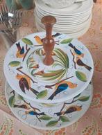 Franse brocante barbotine etagere vogels, Ophalen of Verzenden