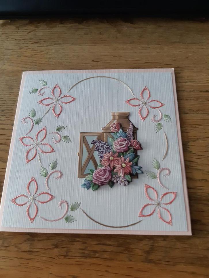 Borduur-Bloemen(1025), Hobby en Vrije tijd, Kaarten | Zelfgemaakt, Nieuw, Overige thema's, Ophalen of Verzenden