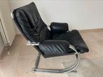 Leren fauteuil zwart, 75 tot 100 cm, Leer, 75 tot 100 cm, Zo goed als nieuw