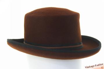 Flexibele vintage hoge dameshoed bruin wolvilt 56 beschikbaar voor biedingen