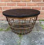 Industriële mand salontafel, 50 tot 100 cm, Rond, Ophalen of Verzenden, Minder dan 50 cm