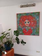 Kleurrijk Schilderij Rode Vrouw 100x100cm, Ophalen