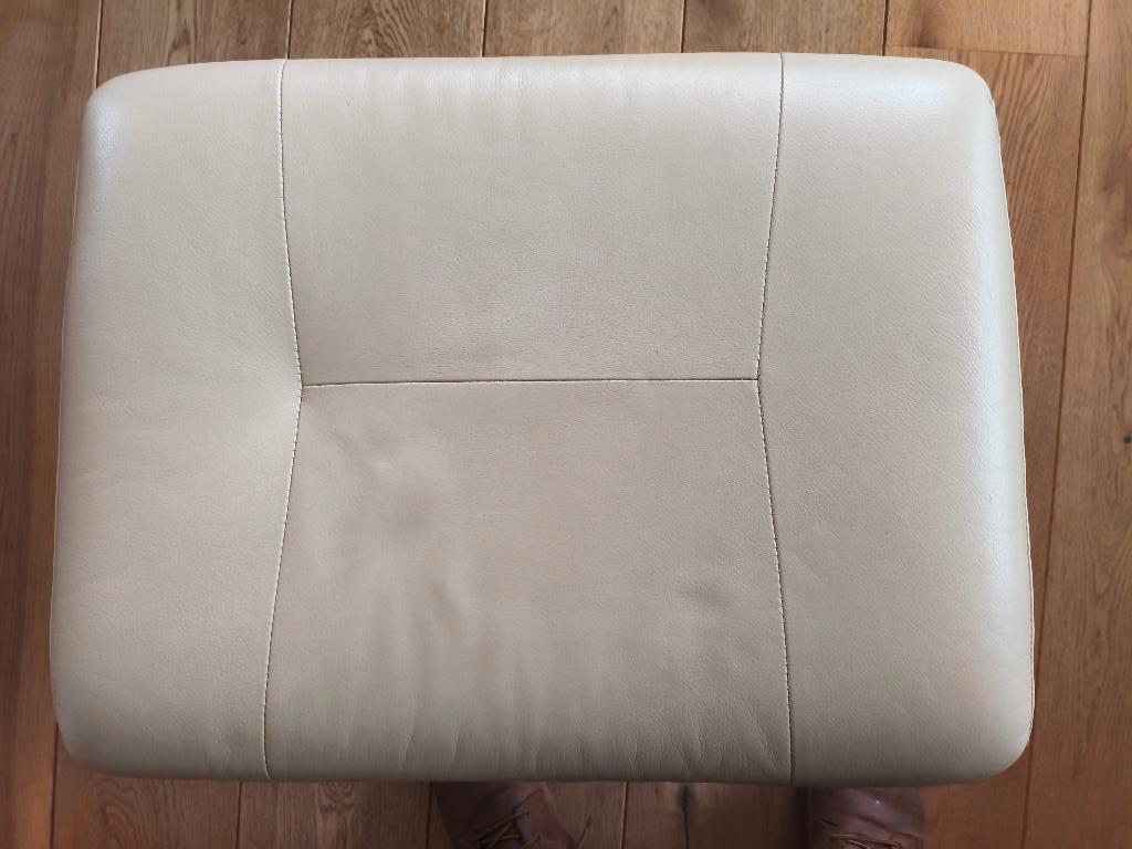 voetenbankje licht donker eiken, Ophalen, Minder dan 50 cm, Gebruikt, 50 tot 75 cm