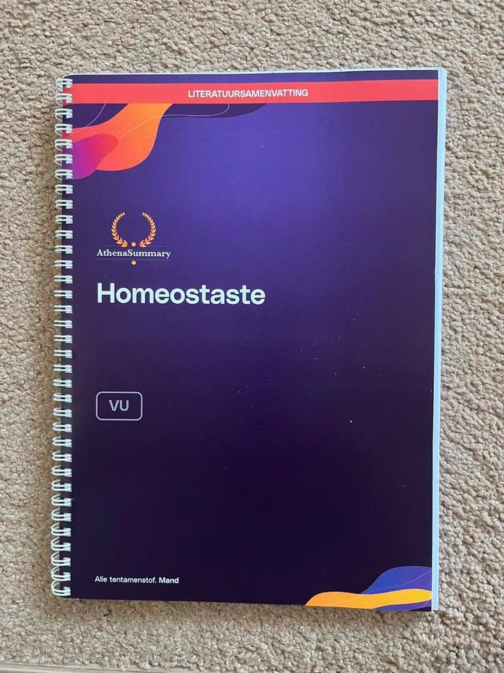 Samenvatting Homeostase gnk VU, Boeken, Studieboeken en Cursussen, Zo goed als nieuw, WO, Beta, Ophalen of Verzenden