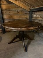 Grote ronde oude houten eettafel bruin, Ophalen, Gebruikt, Oud bruin cafe, Rond