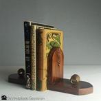 Oude boekensteunen met messing vaatje, Ophalen of Verzenden